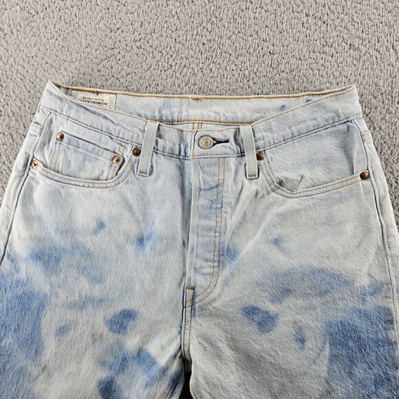 Levis Jeans Women 29x30 Blue 501 Skinny Premium High Rise Bleach Dyed Button Fly - Picture 2 of 16